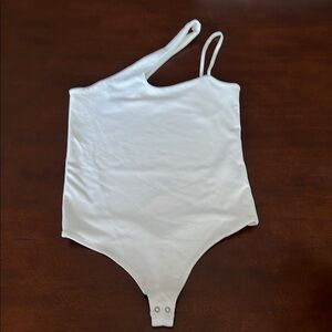 Abercrombie & Fitch White Asymmetrical Bodysuit